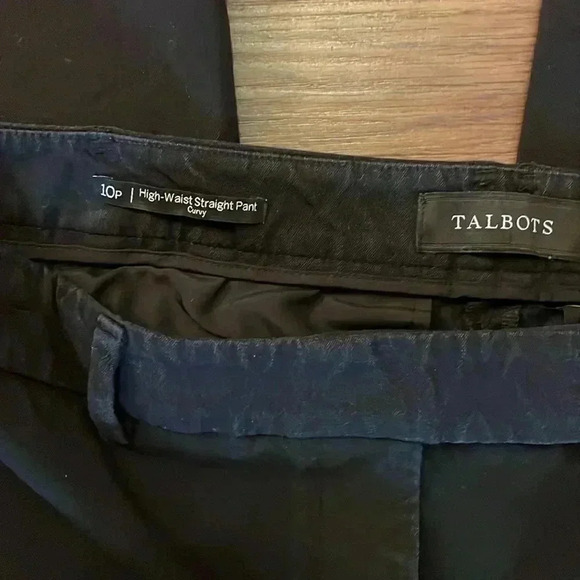 Talbots Women’s 10 Petite High-Waist Straight Curvy Black Cotton Blend Pants - Picture 5 of 8